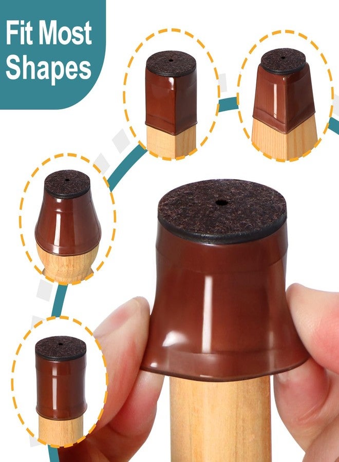 KESRINPLUS Chair Leg Floor Protectors (Pack of 24), Brown Silicone Felt Furniture Pads for Wood Floors, Noise & Scratch Resistant, Table & Stool Leg Covers (Fit 1.3'' to 2'') - Image 3